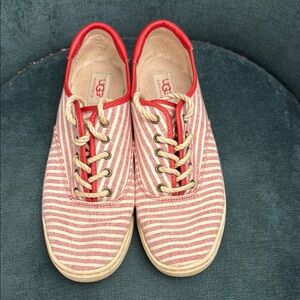 UGG Red and White Striped Sneakers